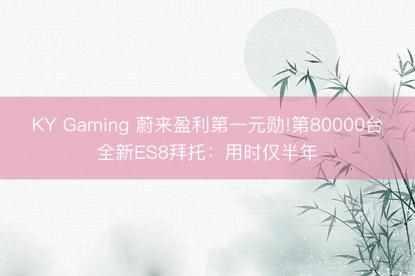 KY Gaming 蔚来盈利第一元勋!第80000台全新ES8拜托：用时仅半年